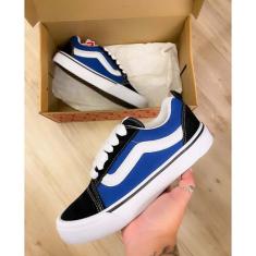 Tênis Vans Old Skool Skate Unissex Preto Azul Vulcanizado Tamanho:36;Cor:Azul