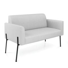 Sofá Namoradeira 2 Lugares Pé de Ferro Preto Marisa Linho Cinza D03 - D`Rossi