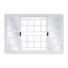 Janela de Aço de Correr 100x200cm 4 Folhas sem Vidro com Grade Quadriculada Minas Sul MGM Branco
