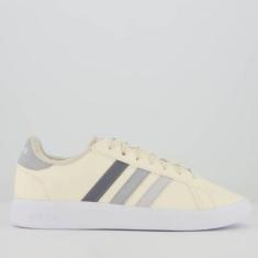 Tênis Adidas Grand Court Base 2.0 Feminino Off White e Cinza-Feminino