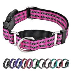 Hikiko Coleira para cães Martingale Coleira refletiva de nylon com fivela de liberação rápida ajustável, coleira antiderrapante para cães (pequena, rosa)