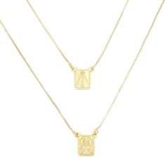 Escapulario Feminino Folheado Nossa Senhora Com Sagrado Coração Jesus