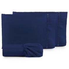 Kit Jogo de Lençol de Cama Ponto Palito Solteiro Percal 3 Peças  - Pie