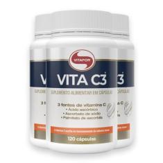 Kit 3 Vita C3 Vitamina C Vitafor 120 Cápsulas