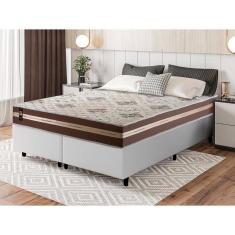 Conjunto Cama Box Espuma Chicago Marrom King 193x203x57