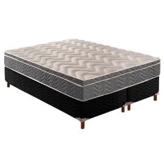 Cama Box Queen: Colchão Espuma D45 Paropas /Ep Confort Mega Firme + Base Crc Suede Black(158X198)