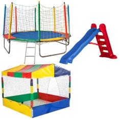 Cama Elástica Pula Pula 3,05m Resistente Piscina de Bolinhas 1,50m Pre