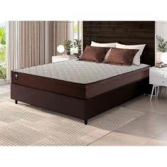 Conjunto Cama Box Espuma Atlanta Marrom Viúva 128x188x62