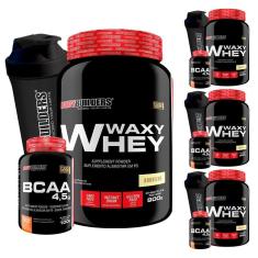 COMBO GALERA: 4x Waxy Whey Protein 900g + 4x BCAA 100g + 4x Coq - Bodybuilders - way/wey-Unissex