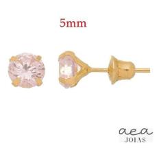 Brincos Adulto/infantil Com Pedra Zircônia 5mm Ouro 18k - Aea Jóias, R