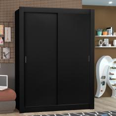 Guarda Roupa Solteiro Denver 2 Portas de Correr MDP Preto Madesa