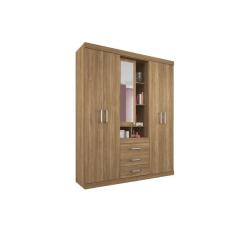 Guarda Roupa Solteiro Havana Star 5.3 5 Portas de Abrir 3 Gavetas MDF Atacama Santos Andirá