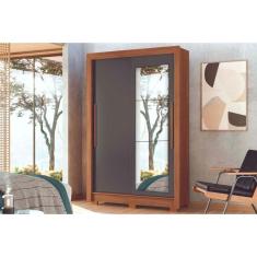 Guarda Roupa Solteiro Lapa Jatobá-Grafite Paraná 2 Portas de Correr 2 Gavetas MDP com Espelho Santos Andirá