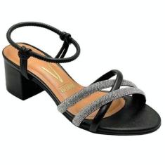 Sandália Vizzano Salto Bloco Com Strass Feminina 6291-1174-Feminino