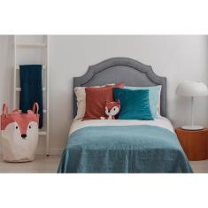 Cabeceira Solteiro Provençal 90x60cm Suede Cinza - Tachas Fumê