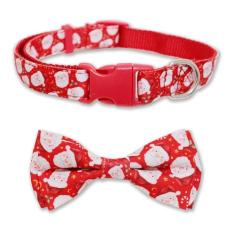 Coleira de gravata borboleta para cães de Natal, coleira de Papai Noel para filhotes de animais de estimação grandes, médios e pequenos (pequeno - 28 cm - 43 cm) pescoço * 1,5 cm de largura, Papai