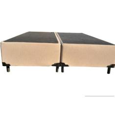 Base Box Casal Bipartido Blindado Linhão Bege