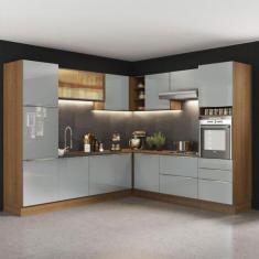 Cozinha Completa Madesa Lux de Canto com Armário e Balcão - Rustic/Cin