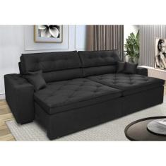 Sofá Retrátil e Reclinável 2,12m com Molas Cama inBox Estilo Suede Vel