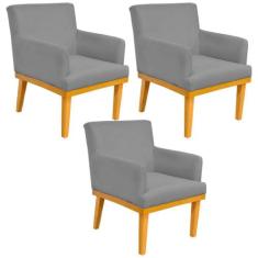 Kit 03 Poltronas Decorativa Para Sala de Estar Base Mel Beatriz W01 Ma