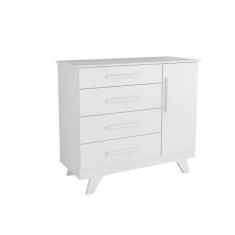 Cômoda Retro Moveis Peroba infantil 100% MDF 04 gavetas 01 porta lisa,