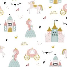 Papel de Parede Princesa para Quarto de Menina 57x270cm - Quartinhos