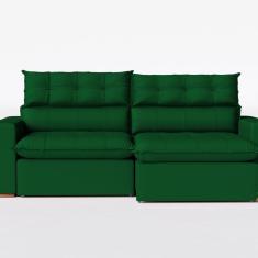 Sofá 190cm Retrátil Reclinável Molas Ensacadas Verde