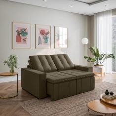 Sofá Cama Retrátil e Reclinável 3 Lugares 180cm em Veludo Palmeira Cab