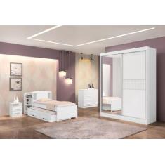 Guarda Roupa Solteiro 2 Portas 3 Gavetas - Atenas Ripado-Branco - Móve