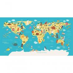 Quebra Cabeça Mapa Mundi Ilustrativo - 98 X 51 45 Peças