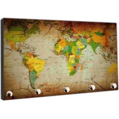 Porta Chaves Mapa Mundo Países Continentes Salas Organizador Chaveiro