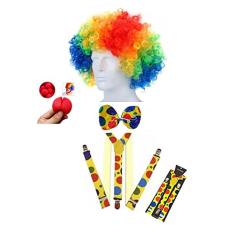 Fantasia Palhaço Unissex Peruca Nariz Gravata Suspensório