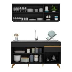 Cozinha Compacta Veneza Gb Mp2079 Com Armário E Balcão Preta