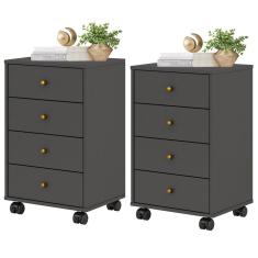 Kit Com 02 Mesa de Cabeceira Presence 9070 Grafite Demobile