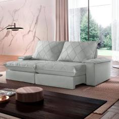 Sofá Retrátil e Reclinável com Catraca Blindada 220cm Merlot Jolie/Prata