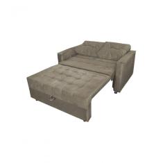Sofá Cama Casal Reclinável Drika - Veludo Marrom Claro