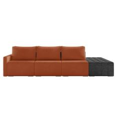 Sofá Ilha 3 Lugares Living 342cm Modulado Sala Lary Bouclê/PU Pto K01 - D`Rossi