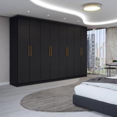 Guarda-Roupa Casal Odisseia 8 Portas 4 Gavetas Preto - Panorama Móveis