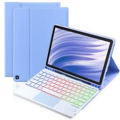 MePadKey Capa com Teclado Touchpad para Amazon Fire HD 10/10 Plus 10,1 Polegadas 2021/2023 (11/13ª Geração), Teclado Recarregável com Luz de Fundo de 7 Cores e Capa Multiângulo Infantil para Tablet