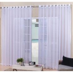 Cortina Voal Branca Sala Ou Quarto 2,00x1,70 Ilhós Cromado - CONFECÇÕE