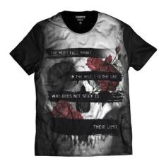 Camisa Crânio Rock Floral Morte Caveira Mexicana - Di Nuevo, G, Preto