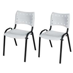 Kit 2 Cadeiras Iso Fixa Empilhável Tubular Igreja Escritório Sorveteri