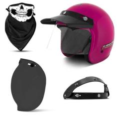 Capacete Moto Aberto Compact + Viseira Bubble Fumê + Bandana e Flip Up