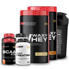 Kit 2x Whey Protein Waxy Whey 900g + 2x BCAA 100g + 2x Creatina 100g + Coq - Bodybuilders-Unissex