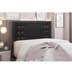 Cabeceira Cama Box Casal 140 cm Gênova Veludo Preto S04 - D'Rossi - DR
