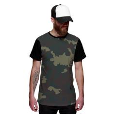 Camiseta Exército Camuflada Verde Personalizada Swag - Di Nuevo, Preto