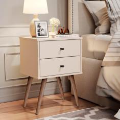Mesa De Cabeceira Retrô 2 Gavetas Pérola 1818 JB Bechara