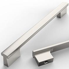 Asidrama Pacote com 10 puxadores de armário de cozinha de níquel acetinado escovado de 177 mm, puxadores de armário de cozinha para puxadores de gaveta de armário