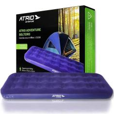 Colchão de Ar Inflável Solteiro Aveludado até 100kg Camping Acampamento Atrio   