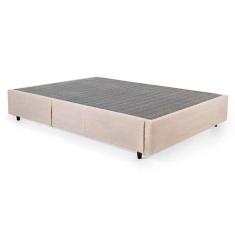 cama box viúva com guarda objetos bege com colchão guldi dream mola ensacada (30x128x188) e 2 travesseiros guldi dream branco e azul